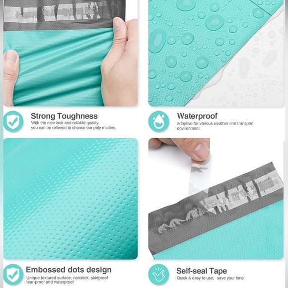 15 Embossed 6x9 Poly Mailers, Teal & 15 Thank you Stickers - Picture 7 of 9